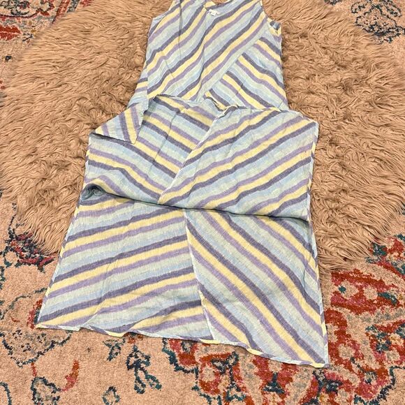 J jill love linen blue lotus multi stripe dress - Picture 5 of 7